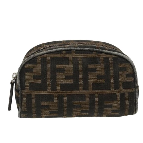 FENDI Zucca Canvas Pouch Brown Black Auth - Picture 2 of 16